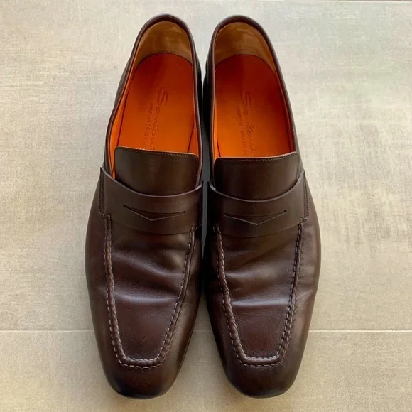 Santoni | Shoes | Santoni Fox Leather Brown Goodyear Loafers  display picture 2